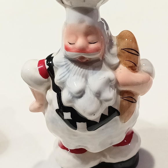 Italian Chef Santa Salt And Pepper Shakers Vintage WCL Ceramic Spice Shakers - Picture 6 of 10